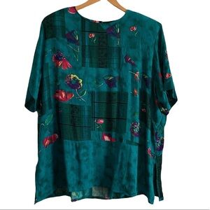 Dena Lauren Women’s Green Floral Blouse size 1X